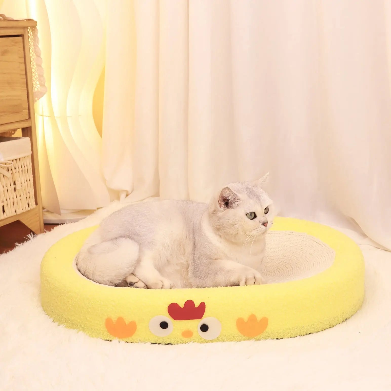 Oval-shaped braised chicken Large Cat Scratcher Bed 2 in 1 Sisal Scratching Pad & Plush Lounge Nest Durable Claw Grinder Mat for Indoor Cats Wholesale Hub