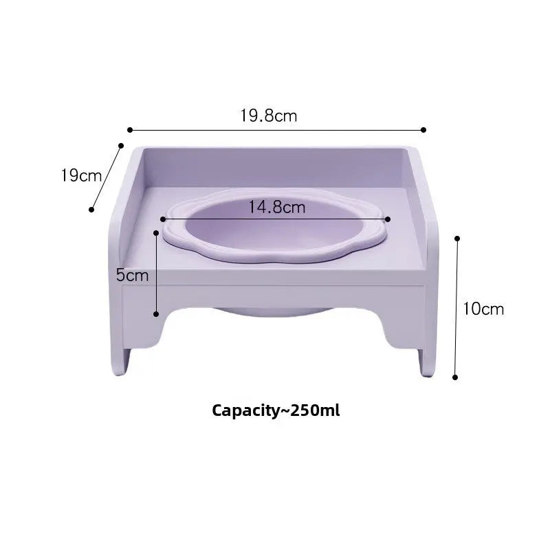 Purple Ceramic Raised Cat Bowl with Splash Proof Stand 250ml Elevated Pet Feeder for Kittens and Small Dogs Modular Interlocking Design Wholesale Hub