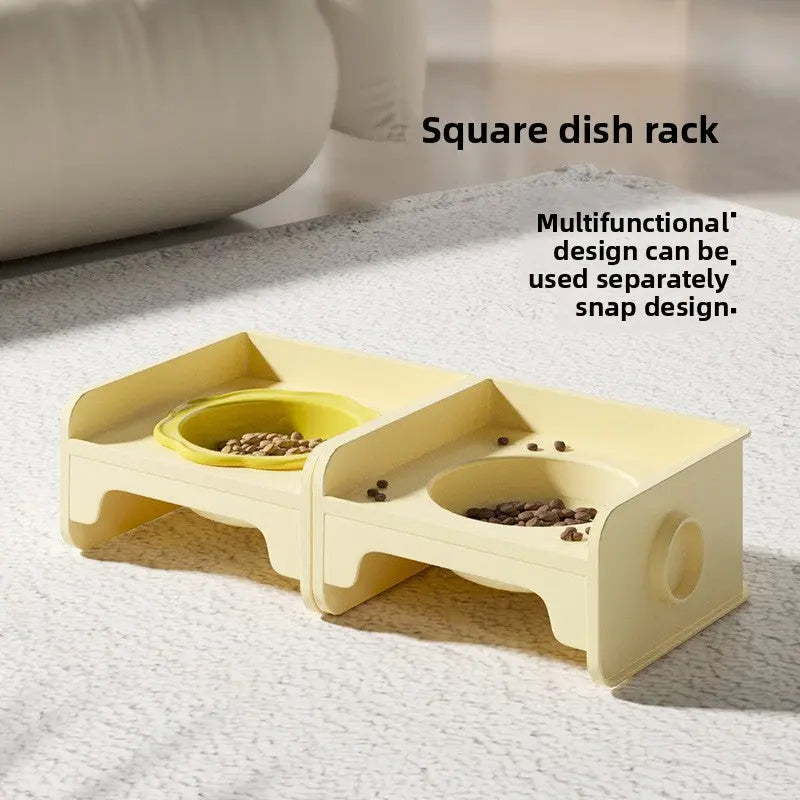 Purple Ceramic Raised Cat Bowl with Splash Proof Stand 250ml Elevated Pet Feeder for Kittens and Small Dogs Modular Interlocking Design Wholesale Hub