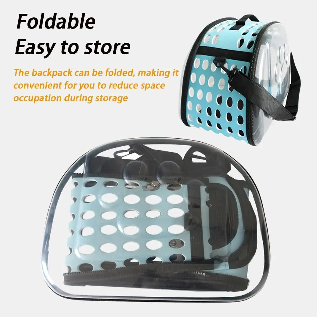 Blue Foldable Breathable Pet Carrier with Panoramic Window & Strap - EVA &  Lychee Leather Crossbody Travel Bag (S 35 x 20 x 22CM) Wholesale Hub