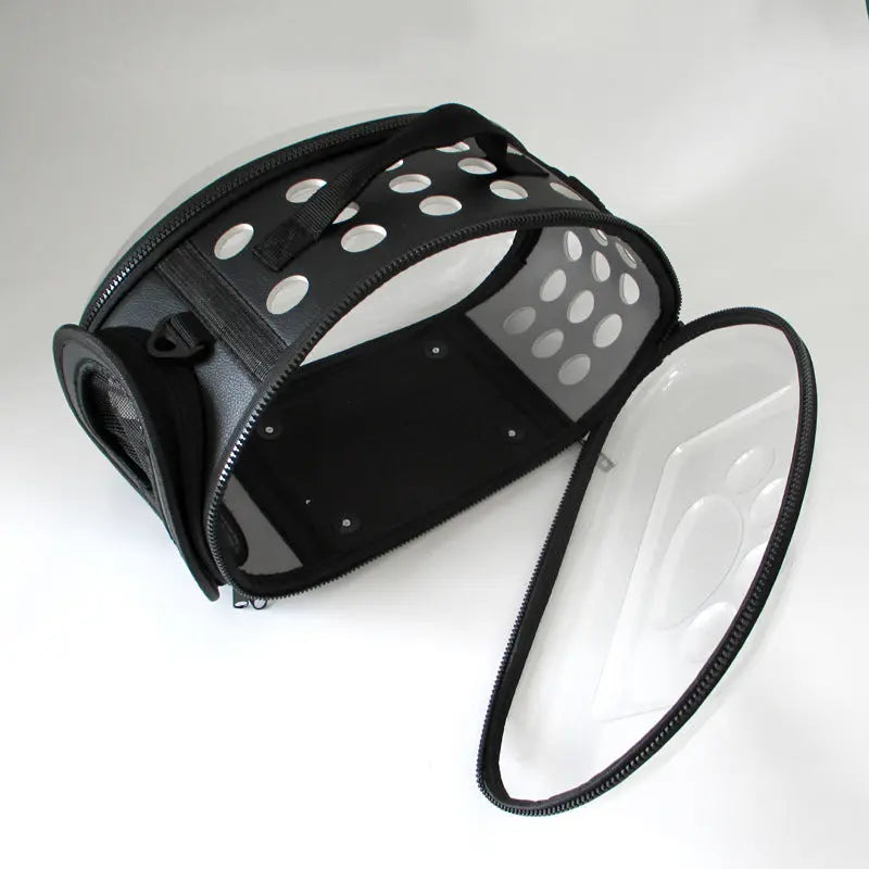 Black Foldable Breathable Pet Carrier with Panoramic Window & Strap - EVA &  Lychee Leather Crossbody Travel Bag (S 35 x 20 x 22CM) Wholesale Hub
