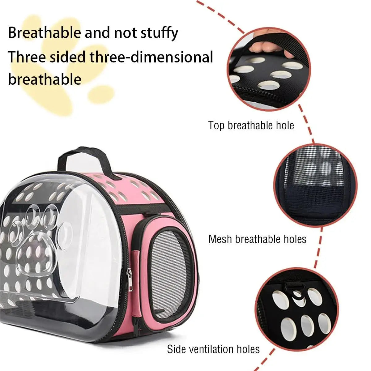 Beige Foldable Breathable Pet Carrier with Panoramic Window & Strap - EVA &  Lychee Leather Crossbody Travel Bag (S 35 x 20 x 22CM) Wholesale Hub