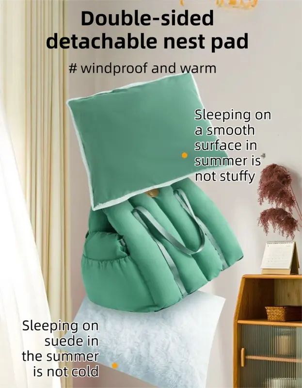 Green 2-in-1 Fluffy Travel Cat Bed & Car Safety Seat - Enclosed Windproof Pet Carrier with Reversible Summer/Winter Cushion, Reinforced Handle and Escape-Proof Leash Wholesale Hub