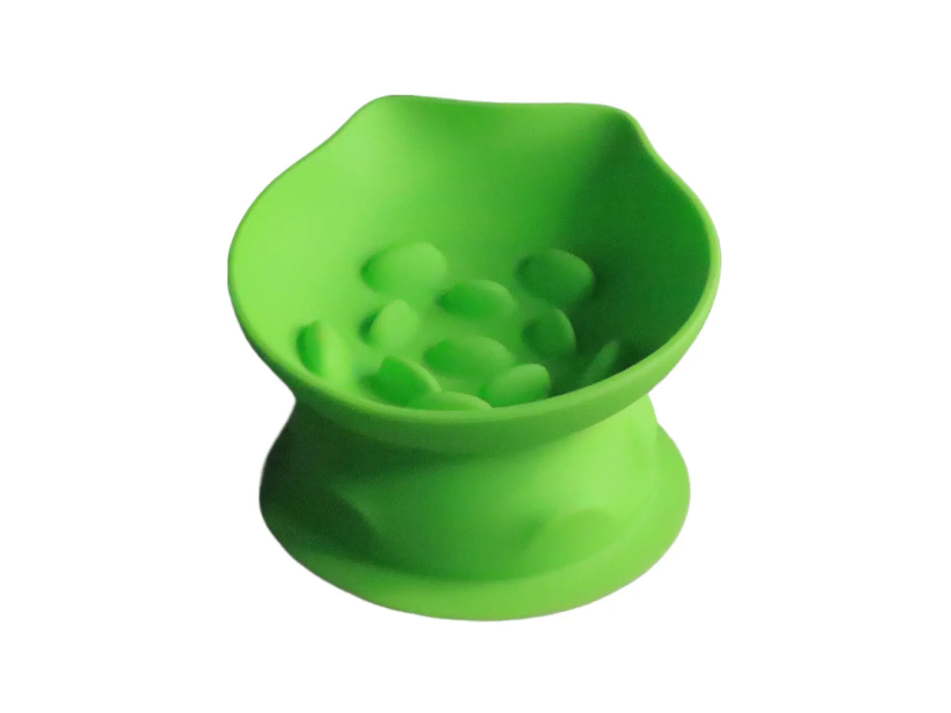L Green 2-Piece Elevated Silicone Pet Bowl Set - Slanted Neck Protection Cat Bowl with Anti-Slip Suction Base for Cats and Small Dogs Wholesale Hub