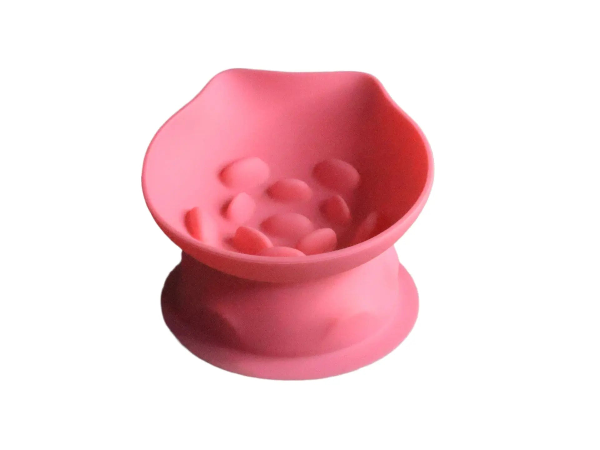 L Pink 2-Piece Elevated Silicone Pet Bowl Set - Slanted Neck Protection Cat Bowl with Anti-Slip Suction Base for Cats and Small Dogs Wholesale Hub