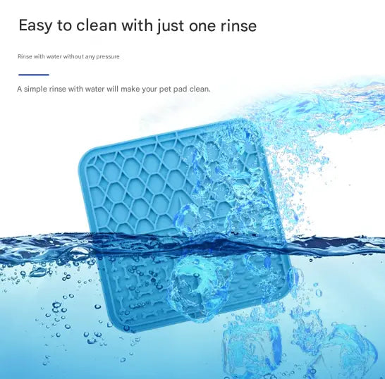 2PCS Blue 20 x 20 cm Silicone Pet Lick Mat | Multi-Zone Slow Feeder Pad with Suction Cups | Anxiety Relief Dog & Cat Bowl Wholesale Hub