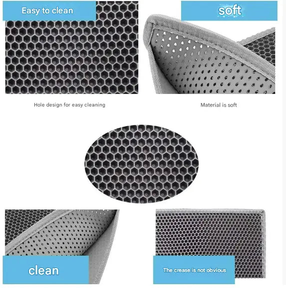 Black Large Double-Layer Cat Litter Trapping Mat - Waterproof EVA Honeycomb Design for Scatter Control (45cm x 60cm) Wholesale Hub