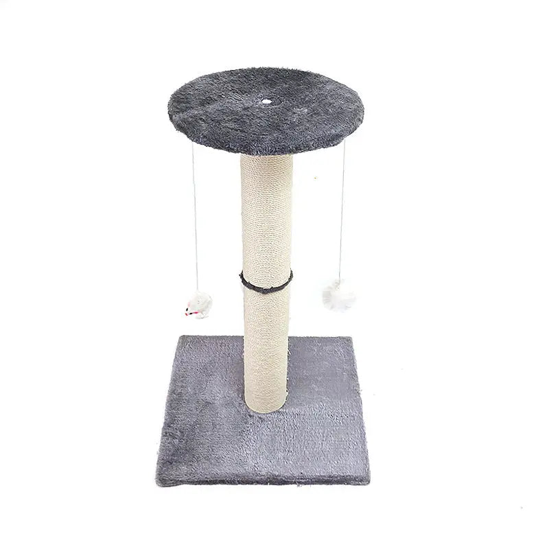 Grey Cat Climbing Frame with Sisal Scratching Post, Integrated Resting Platform and Hanging Pom-Pom Toys – Sturdy Floor Standing Cat Tree for Scratching, Climbing and Relaxation Wholesale Hub