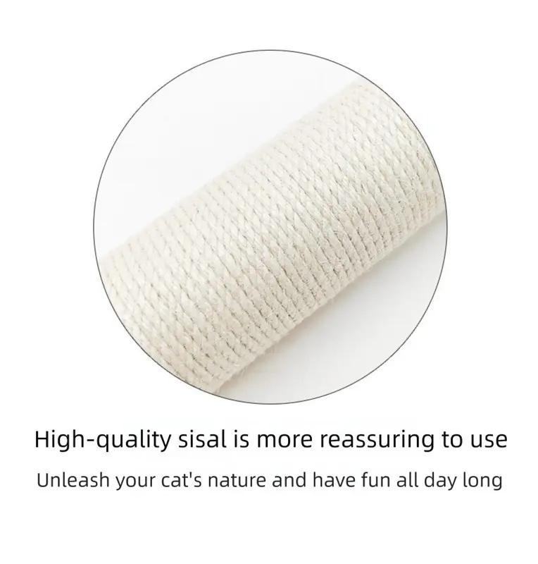 Beige Cat Climbing Frame with Sisal Scratching Post, Integrated Resting Platform and Hanging Pom-Pom Toys – Sturdy Floor Standing Cat Tree for Scratching, Climbing and Relaxation Wholesale Hub
