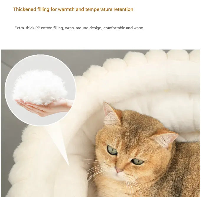 Grey Plush Round Pet Bed with Removable Cushion M Size, Thickened Warm Dog and Cat Nest for Small to Medium Pets, Cozy and Soft Sleeping Space for Home Use Wholesale Hub