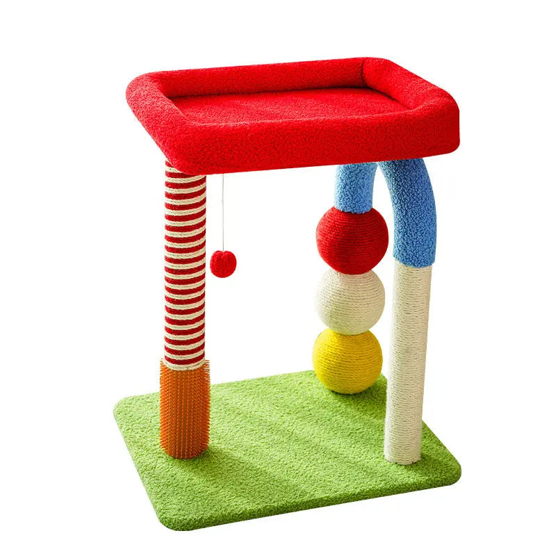 Colorful U-Shaped Cat Tree with Sisal Scratching Posts, Multi-Level Perch & Hanging Ball Toy - Compact Cat Climbing Frame for Small Spaces, Durable Fabric & Wood Construction for Kittens & Adult Cats Wholesale Hub