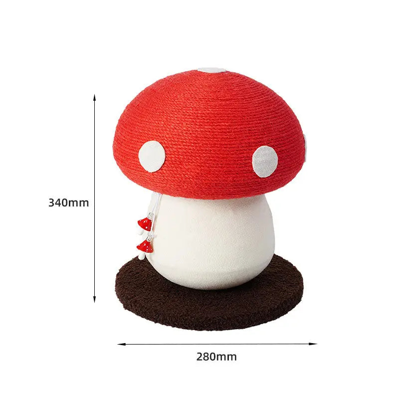 Red Mushroom Cat Tree with Sisal Scratching Post - Large Vertical Cat Climber, Durable Scratch-Resistant Design with Hanging Toys, Stylish Home Decor for Indoor Cats(340mm*280mm) Wholesale Hub