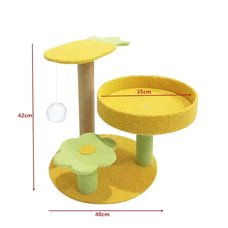 Pineapple Pineapple Cat Tree with Scratching Post & Cozy Perch - Multi-Level Cat Tower with Flower Platform and Hanging Ball for Indoor Cats Wholesale Hub