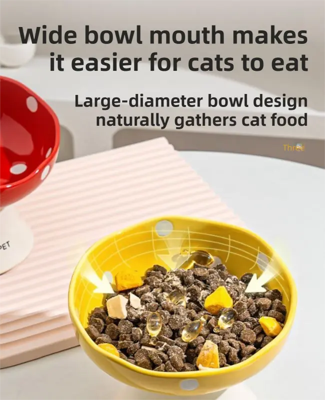 Red and Black Elevated 15° Tilted Ceramic Cat Bowl - Anti-Chin Acne Glaze Finish, Non-Slip Weighted Base & Neck Protection Pet Feeder Wholesale Hub