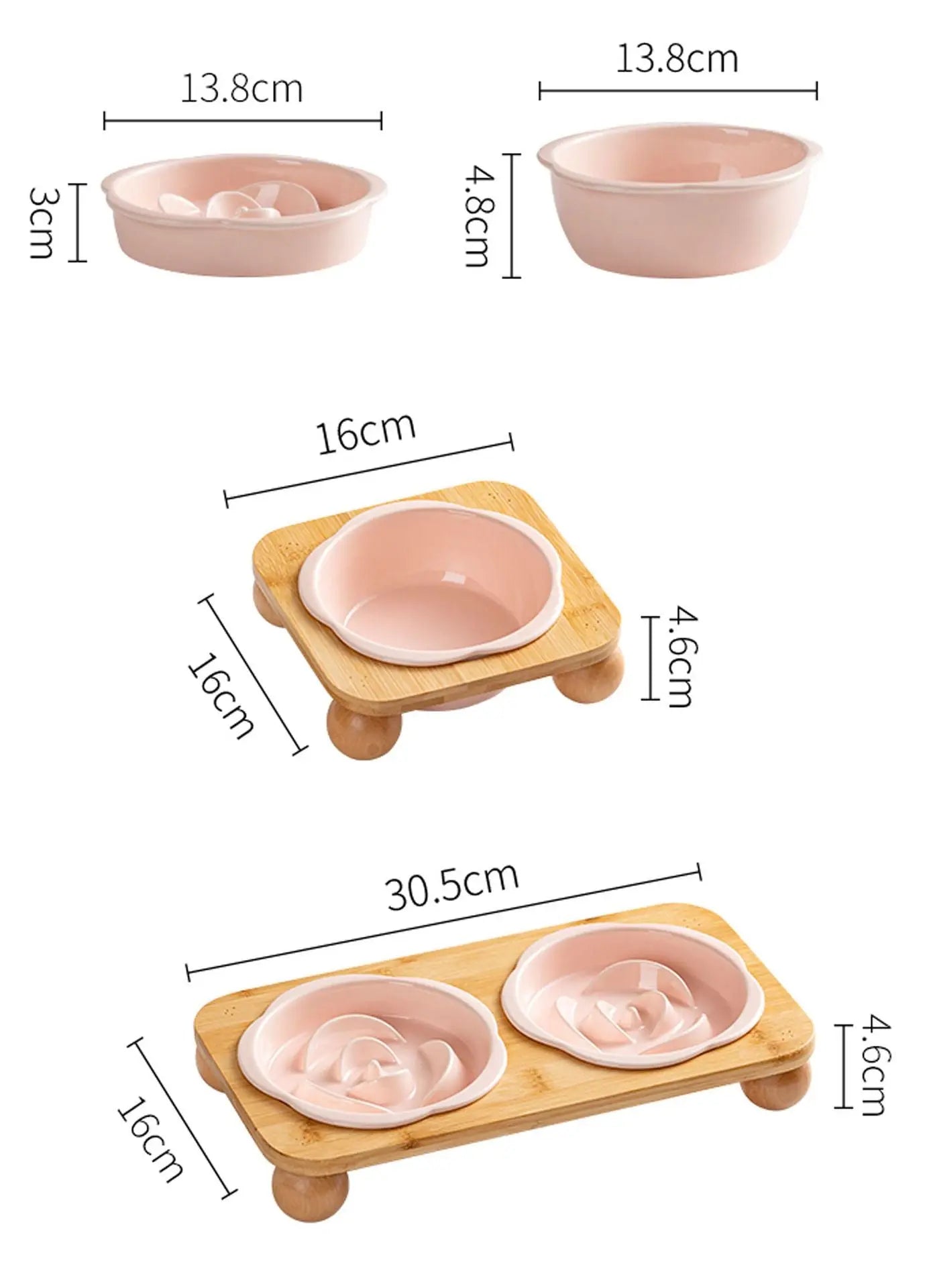 Yellow Ceramic Floral Cat Slow Feeder(190ML) & Water Bowl(320ML) Set - Dishwasher Safe Pet Dual Dining Kit with Neck-Friendly Elevated Stand Wholesale Hub