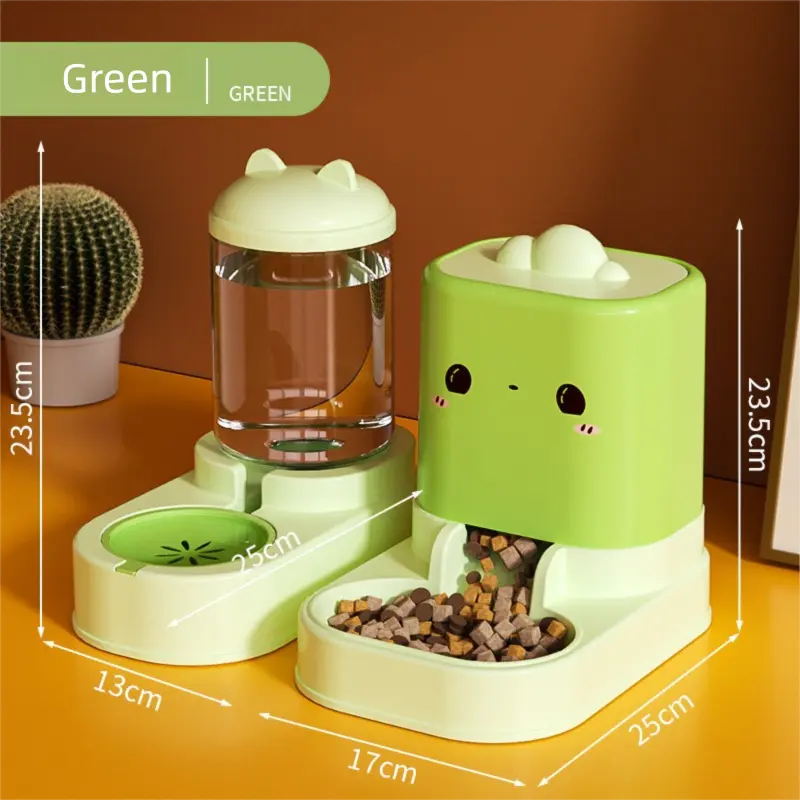 Green  Cat & Dog Automatic Feeder & Waterer Set – 2-in-1 Dry & Wet Separation Station with 2200ml Food & 1000ml Water Capacity Wholesale Hub