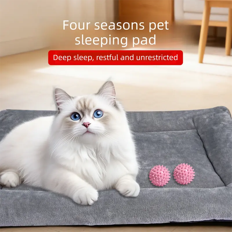 Grey M size Plush Flannel Pet Bed with Removable Sponge - Waterproof, Extra Wide & Thickened, Soft Four Seasons Pet Sleeping Mat for Dogs and Cats Wholesale Hub