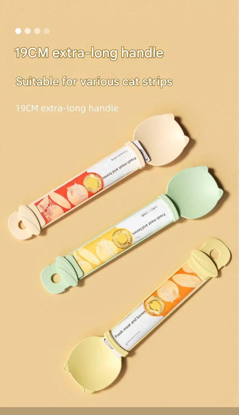 Beige Cat Treat Spoon for Wet Food & Paste - Extra-Long PP Handle, Food-Grade Squeeze Feeder with Anti-Spill Bowl, Easy One-Handed Operation for Cats Wholesale Hub