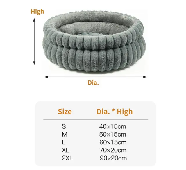 White Plush Round Pet Bed with Gap Entry & Removable Cushion S Size - Thickened Warm Anti Slip Cats and Dogs Donut Nest for All Seasons, Cozy and Soft Sleeping Bed for Home Use, XL Size 70*70*20CM Wholesale Hub