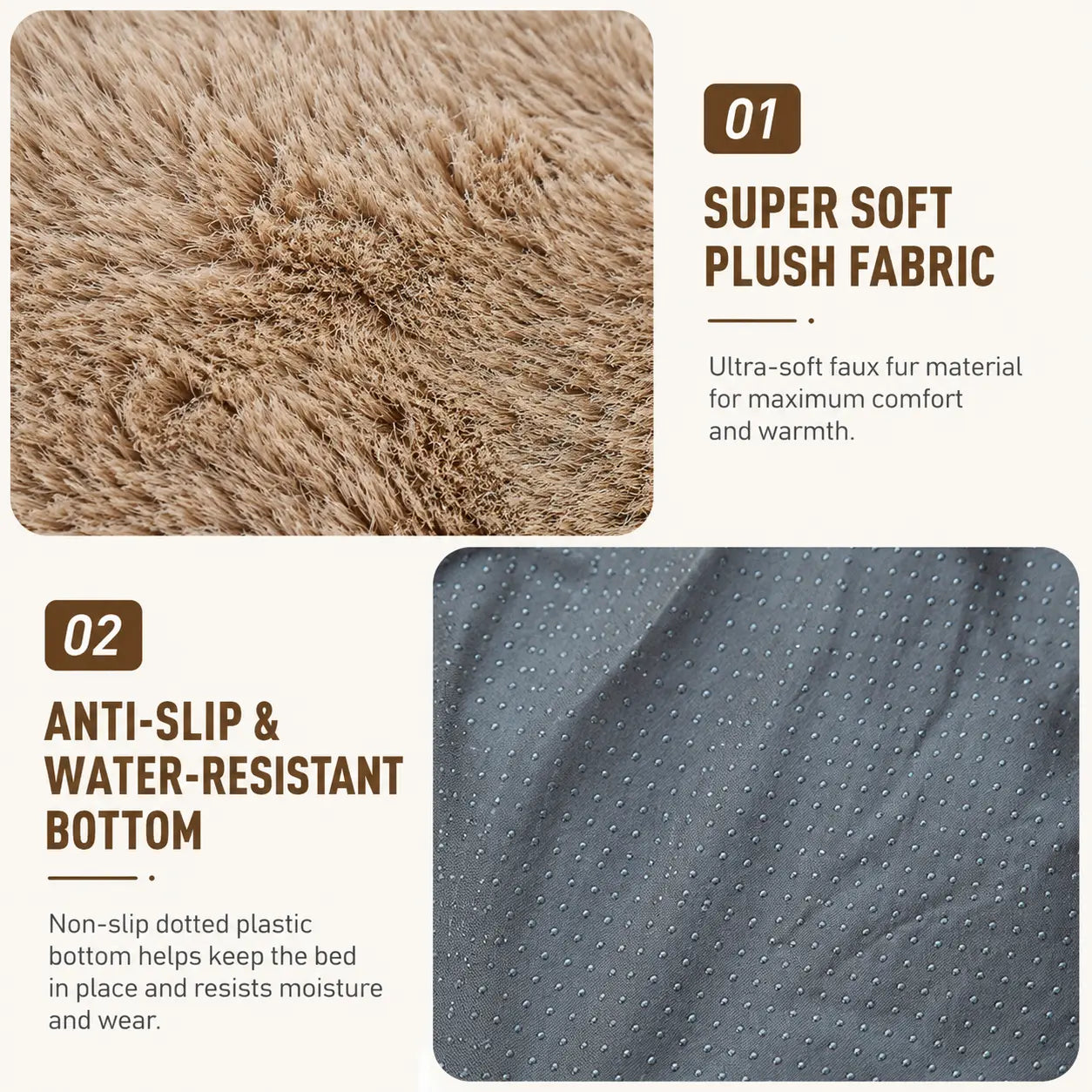 Brown Bubble Plush Pet Sofa Bed with Removable Cushion M Size 70*55*23 cm – Ultra-Soft Winter Thickened Warm Pet Nest with Raised Bolster Edges, Washable Plush Cover and Non-Slip Base, Cozy and Soft Sleeping Space for Dog & Cat Home Use Wholesale Hub