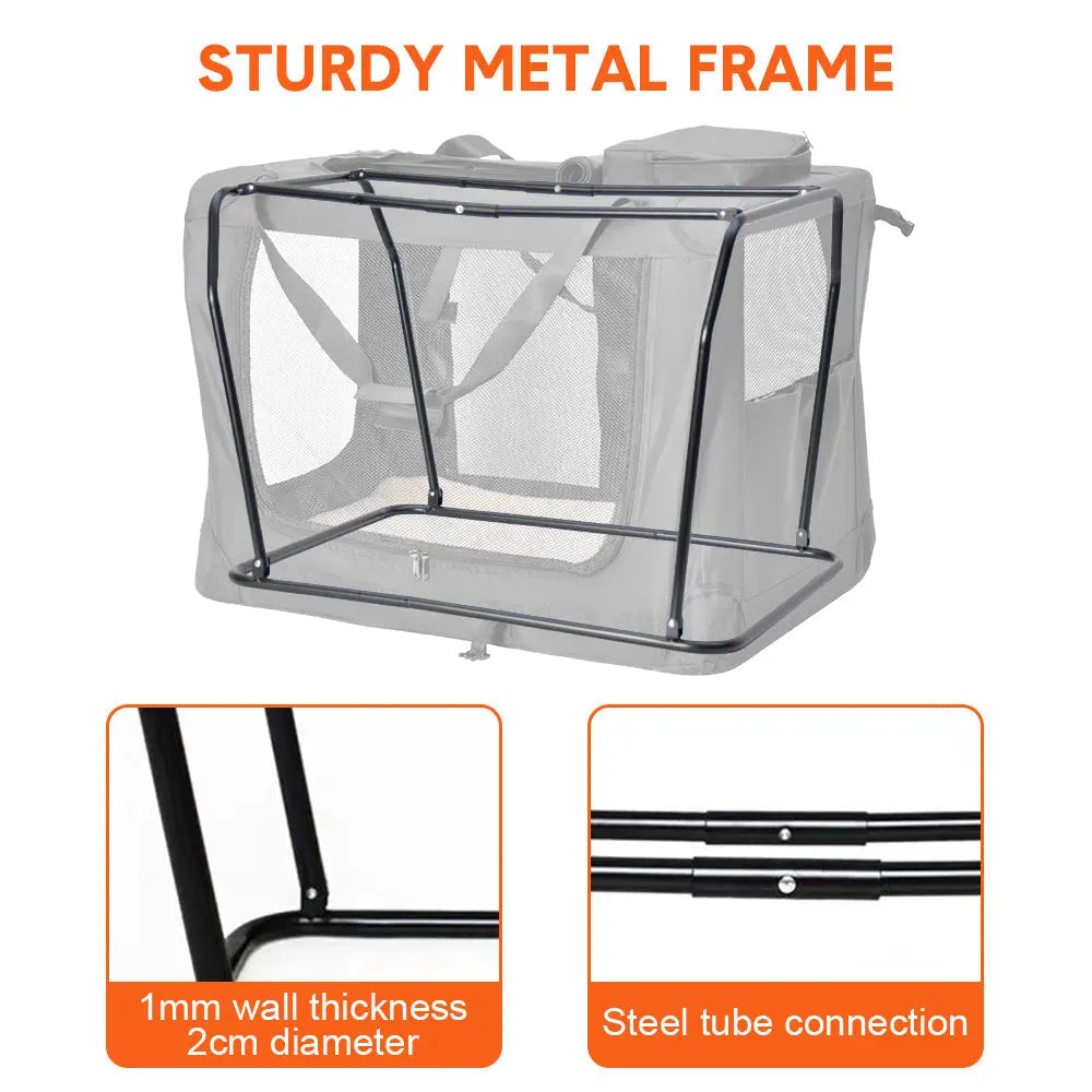 Foldable Dog Carrier Large Pet Travel Bag Portable and Breathable Car Travel Transport Kennel 72x52x52cm Load Up to 27kg with Steel Frame and Pocket Black Wholesale Hub